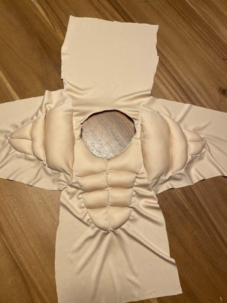 Shirt laid out to show muscles and basic construction